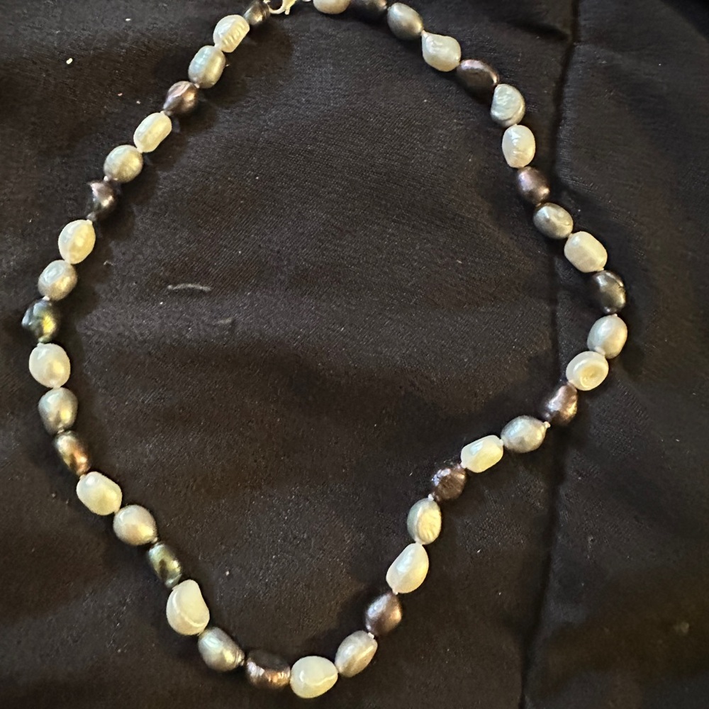 Freshwater Pearl Beaded Necklace in White and Black - Elegant Women’s Jewelry